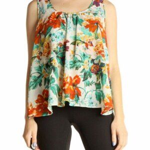 Meadow Rue Anthropologie Floral Multi Color Cottagecore Sleeveless Blouse small